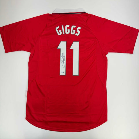 Autographed/Signed Ryan Giggs Manchester United Red Soccer Jersey Beckett COA