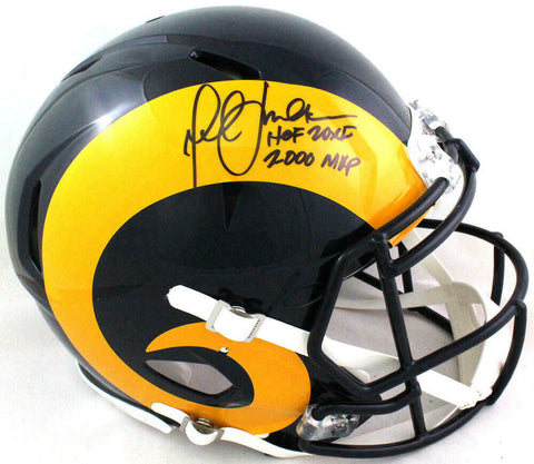 Marshall Faulk Signed Rams 81-99 Authentic Speed FS Helmet w 2Insc-Beckett W*Blk