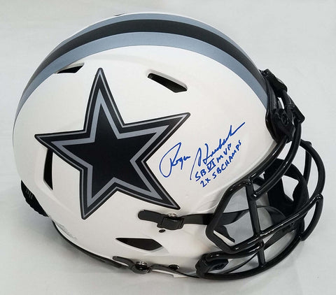 Roger Staubach Signed Cowboys Authentic Lunar Eclipse Helmet W/SB Insc Beckett