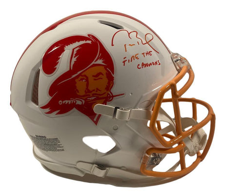 TOM BRADY Autographed "Fire The Cannons" Authentic Bucs Helmet FANATICS LE 1/12