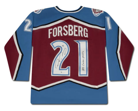 Peter Forsberg Autographed "855 Career Points" Avalanche M&N Jersey UDA LE 85