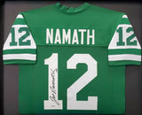 NEW YORK JETS JOE NAMATH AUTOGRAPHED SIGNED FRAMED GREEN JERSEY BECKETT 191187