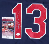 Omar Vizquel Signed Cleveland Indians Blue Jersey Inscribed "11X GG" (JSA COA)