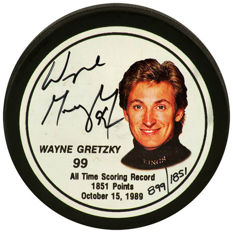 Wayne Gretzky Signed Scoring RC Gretzky Image #899/1851 Hockey Puck (JSA Letter)