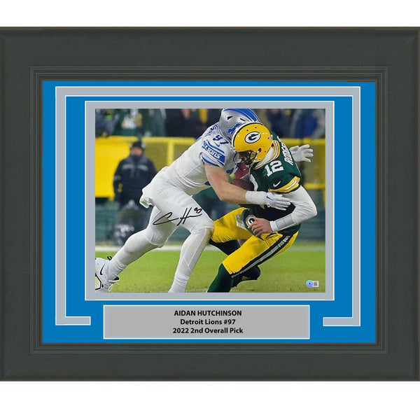 Framed Autographed/Signed Aidan Hutchinson Detroit Lions 16x20 Photo BAS COA