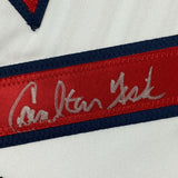 Autographed/Signed Carlton Fisk Boston White Baseball Jersey JSA COA Auto