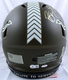 Barry Sanders Signed Lions Salute to Service Speed Authentic Helmet-BeckettWHolo