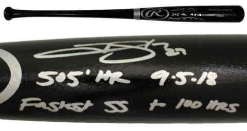 Trevor Story Autographed Colorado Rockies Black Bat 2 Insc Beckett 37308