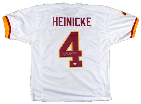 TAYLOR HEINICKE SIGNED WASHINGTON REDSKINS COMMANDERS #4 WHITE JERSEY BECKETT