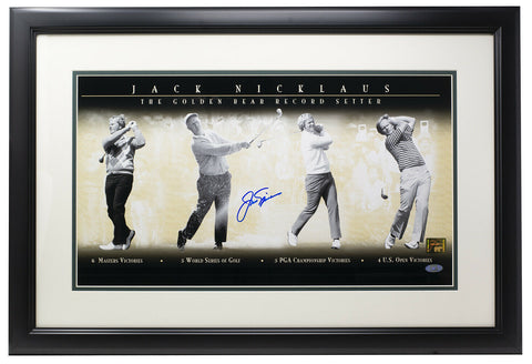 Jack Nicklaus Signed Framed 19x11 Golf Collage Photo Steiner