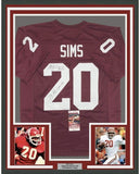 Framed Autographed/Signed Billy Sims 78 HT 33x42 Oklahoma Maroon Jersey JSA COA