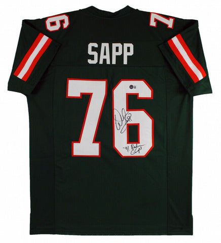 Warren Sapp Signed Miami Hurricanes Jersey Inscr "91 NATL Champs" (Beckett Holo)