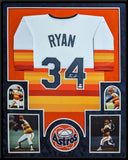 FRAMED IN SUEDE HOUSTON ASTROS NOLAN RYAN AUTOGRAPHED SIGNED JERSEY JSA COA