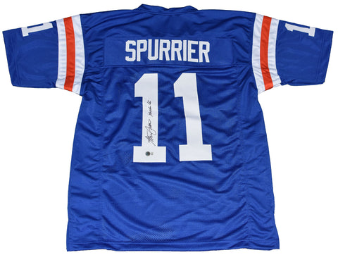 STEVE SPURRIER SIGNED FLORIDA GATORS #11 BLUE THROWBACK JERSEY W/ 66 HEISMAN