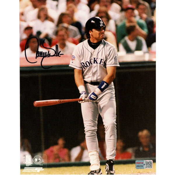 Larry Walker Autographed/Signed Colorado Rockies 8x10 Photo TRI 47372