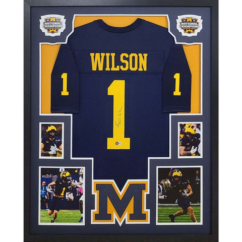 Roman Wilson Autographed Signed Framed Michigan Nat Championship Jersey BECKETT