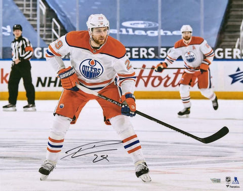 LEON DRAISAITL Autographed Reverse Retro Oilers 16" x 20" Photograph FANATICS