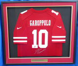 49ERS JIMMY GAROPPOLO AUTOGRAPHED FRAMED RED NIKE JERSEY BECKETT BAS 174297