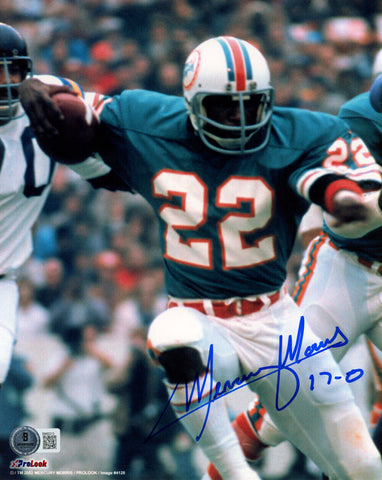 Mercury Morris Autographed Miami Dolphins 8x10 Photo 17-0 Beckett 47803