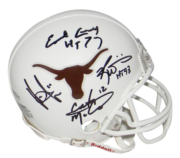 EARL CAMPBELL RICKY WILLIAMS VINCE YOUNG COLT McCOY SIGNED TEXAS MINI HELMET