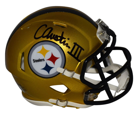 CALVIN AUSTIN III SIGNED PITTSBURGH STEELERS FLASH MINI HELMET BECKETT