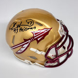 Charlie Ward Autographed Signed Florida State Gold Mini Helmet Heisman BAS