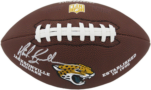 Mark Brunell Signed Jaguars Wilson Brown Logo Full Size Football -(SCHWARTZ COA)