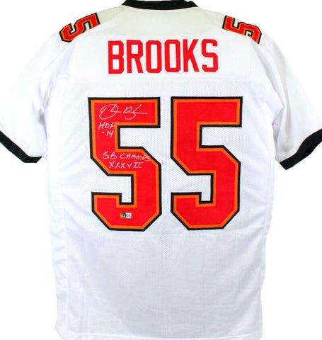 Derrick Brooks Signed White Pro Style Jersey W/ 2 Insc- Beckett W Holo *Silver