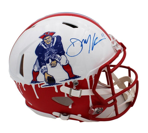 Julian Edelman Signed Patriots Speed Authentic Custom Throwback 90-92 NFL Helmet
