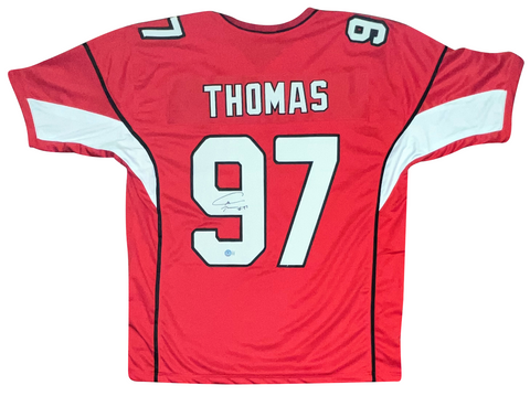 CAMERON THOMAS AUTOGRAPHED SIGNED ARIZONA CARDINALS #97 RED JERSEY BECKETT