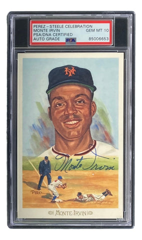 Monte Irvin Giants Signed 4x6 Perez-Steele Postcard PSA/DNA Gem MT 10