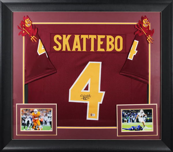 Arizona State Cameron Skattebo Signed Maroon Pro Style Framed Jersey BAS Witness