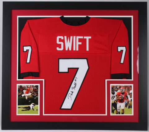 D'Andre Swift Signed Georgia Bulldogs 31x35 Custom Framed Jersey (JSA COA) R.B.