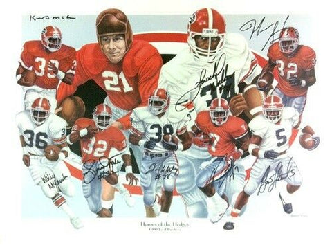 Georgia Bulldogs Multi-Signed Heroes of the Hedges RBs 24x18 LE 1000 NCAA Print