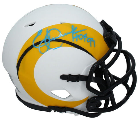 Eric Dickerson Autographed "HOF 99" Rams Mini Lunar Speed Helmet Beckett