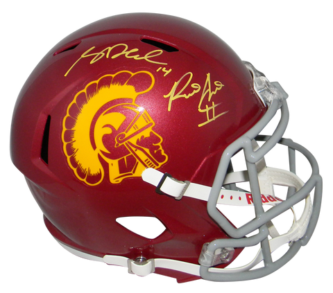 SAM DARNOLD & RONALD JONES II AUTOGRAPHED USC TROJANS FULL SIZE SPEED HELMET BAS