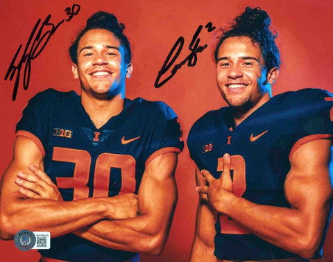 SYDNEY & CHASE BROWN SIGNED AUTOGRAPHED ILLINOIS ILLINI 8X10 PHOTO BECKETT