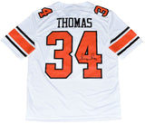 THURMAN THOMAS SIGNED OKLAHOMA STATE COWBOYS #34 WHITE NIKE JERSEY BECKETT