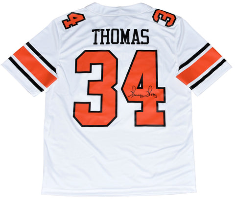 THURMAN THOMAS SIGNED OKLAHOMA STATE COWBOYS #34 WHITE NIKE JERSEY BECKETT