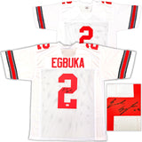 OHIO STATE BUCKEYES EMEKA EGBUKA AUTOGRAPHED WHITE JERSEY BECKETT WITNESS 222842