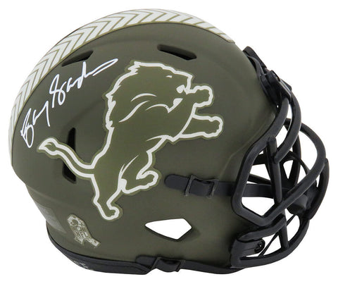 Barry Sanders Signed Lions Salute to Service Riddell Speed Mini Helmet -(SS COA)