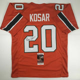 Autographed/Signed BERNIE KOSAR Miami Hurricanes Orange College Jersey JSA COA