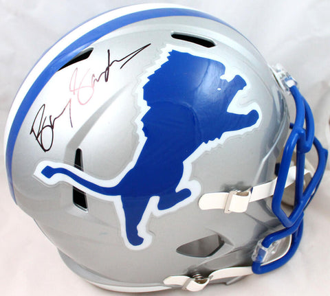 Barry Sanders Autographed Lions 83-02 TB F/S Speed Helmet-Beckett W Holo*Black