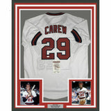 FRAMED Autographed/Signed ROD CAREW 33x42 California White Jersey JSA COA Auto