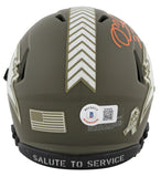 Bucs Mike Alstott "A-Train" Signed Salute To Service Speed Mini Helmet BAS