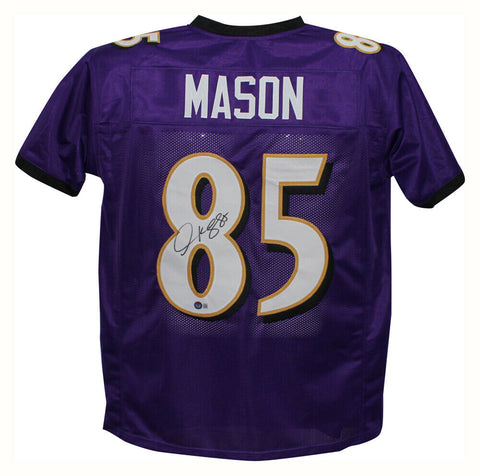 Derrick Mason Autographed/Signed Pro Style Purple XL Jersey Beckett 35521