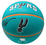 Victor Wembanyama Autographed Spurs Turquoise City Edition Basketball Fanatics