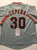 Autographed/Signed ORLANDO CEPEDA San Francisco Grey Jersey JSA COA Auto