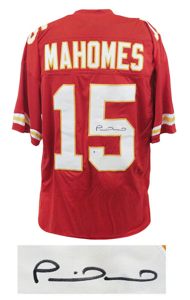 Patrick Mahomes (KC CHIEFS) Signed Red Custom Football Jersey - (Beckett COA)