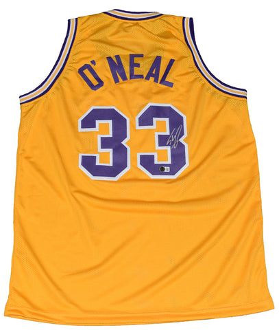 SHAQUILLE O'NEAL AUTOGRAPHED LSU TIGERS #33 GOLD BASKETBALL JERSEY BECKETT